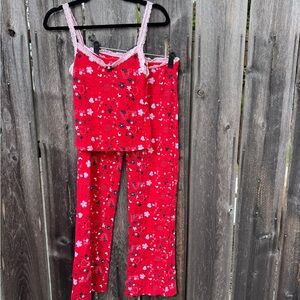 Vintage Y2K Red Floral Pajama Set Valentine’s Day